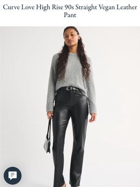 Abercrombie & Fitch High-Rise Straight Vegan Leather Jeans - Black